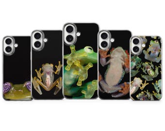 Funda para teléfono con diseño de rana, divertida y divertida, con vista al vientre bajo el cristal, para iPhone, Samsung Pixel, peculiar.