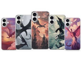 Funda de teléfono con diseño de dragón volador, fantástica, mágica y estética para iPhone, Samsung Pixel, Fairy Vibe
