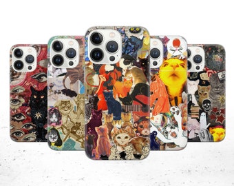 Funda para teléfono con meme de gato divertido, humor de gatito tonto para iPhone, Samsung Pixel, regalo para amantes de los gatos de Internet