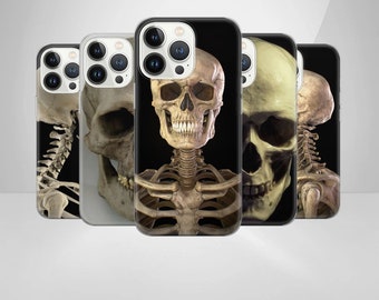 Funda de teléfono con calavera, diseño gótico de esqueleto, estética oscura, para iPhone, Samsung Pixel, idea de regalo de Halloween
