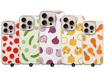 Funda para teléfono con estampado de verduras, bonita funda estética para iPhone y Samsung Pixel.