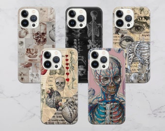 Funda para teléfono con esqueleto anatómico, diseño gótico de huesos médicos para iPhone, Samsung Pixel, Dark Academia, estética