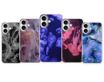 Funda para teléfono con medusas, estética oceánica, con brillo submarino para iPhone, Samsung Pixel, estilo marino.