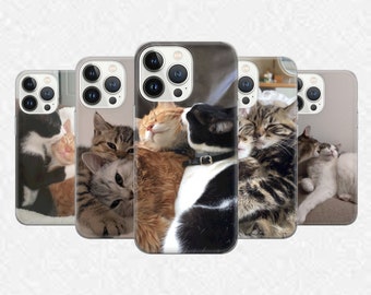 Funda para teléfono con adorable ilustración de gato, ideal como regalo para amantes de los gatos, para iPhone, Samsung y Pixel.