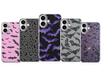 Funda de murciélago para teléfono, diseño gótico de Halloween, cielo nocturno, para iPhone, Samsung Pixel, estética espeluznante.