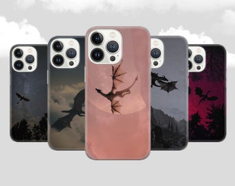 Funda de teléfono con diseño de dragón volador, estilo cuento de fantasía, para Pixel 9, 8, 7 Pro, iPhone 16, 15, 14, 13 Pro, 11 XR, Samsung S24, S23, A9, A73, A55 y A15