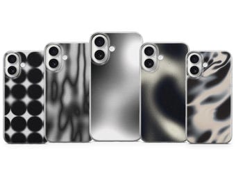 Funda de teléfono abstracta en blanco y negro con estética monocromática minimalista para iPhone y Samsung Pixel