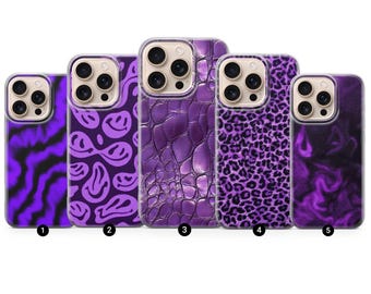 Funda de teléfono morada abstracta y glamurosa, moderna y estética para iPhone, Samsung Pixel, estilo lujoso.