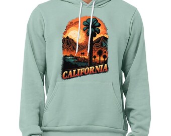 California Print Bright Lightweight Hooded Sweatshirt - Trendy California-Inspired Hoodie