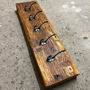 Modern Rustikale Altholz Balken Garderobe mit 5 Mehrfachhaken geölt / natur Upcycling
