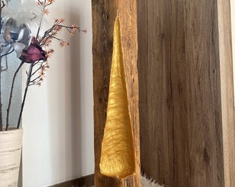 Modern Rustikale LED Altholz Balken Stehlampe mit goldenem Lichtfall, upcycling