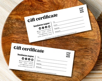 Boho Gift Certificate Template, Add Logo Printable Gift Certificate, DIY Gift Certificate Canva Template, Editable Gift Coupon
