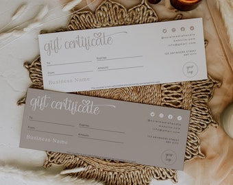 Boho Gift Certificate Template, Printable Gift Voucher, DIY Gift Certificate Canva Template, Add Logo Gift Card Certificate, Aisha