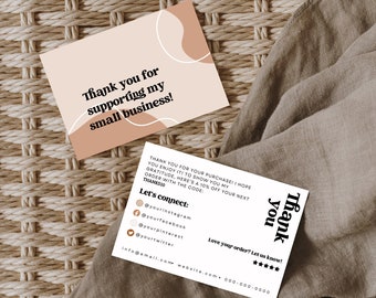 Boho Thank You Card Canva Template, Thank You For Your Purchase, Package Insert, Editable Thank You Card Business, Printable Template
