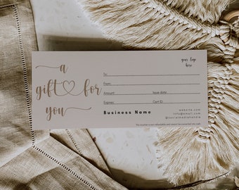 Boho Gift Certificate Template Printable | A Gift For You Certificate Template | Add Logo Gift Card Certificate | Canva Template | Bailey