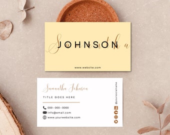 Unique Business Card, Modern Business Card Template, Simple Boho Business Card, Editable Business Card Design