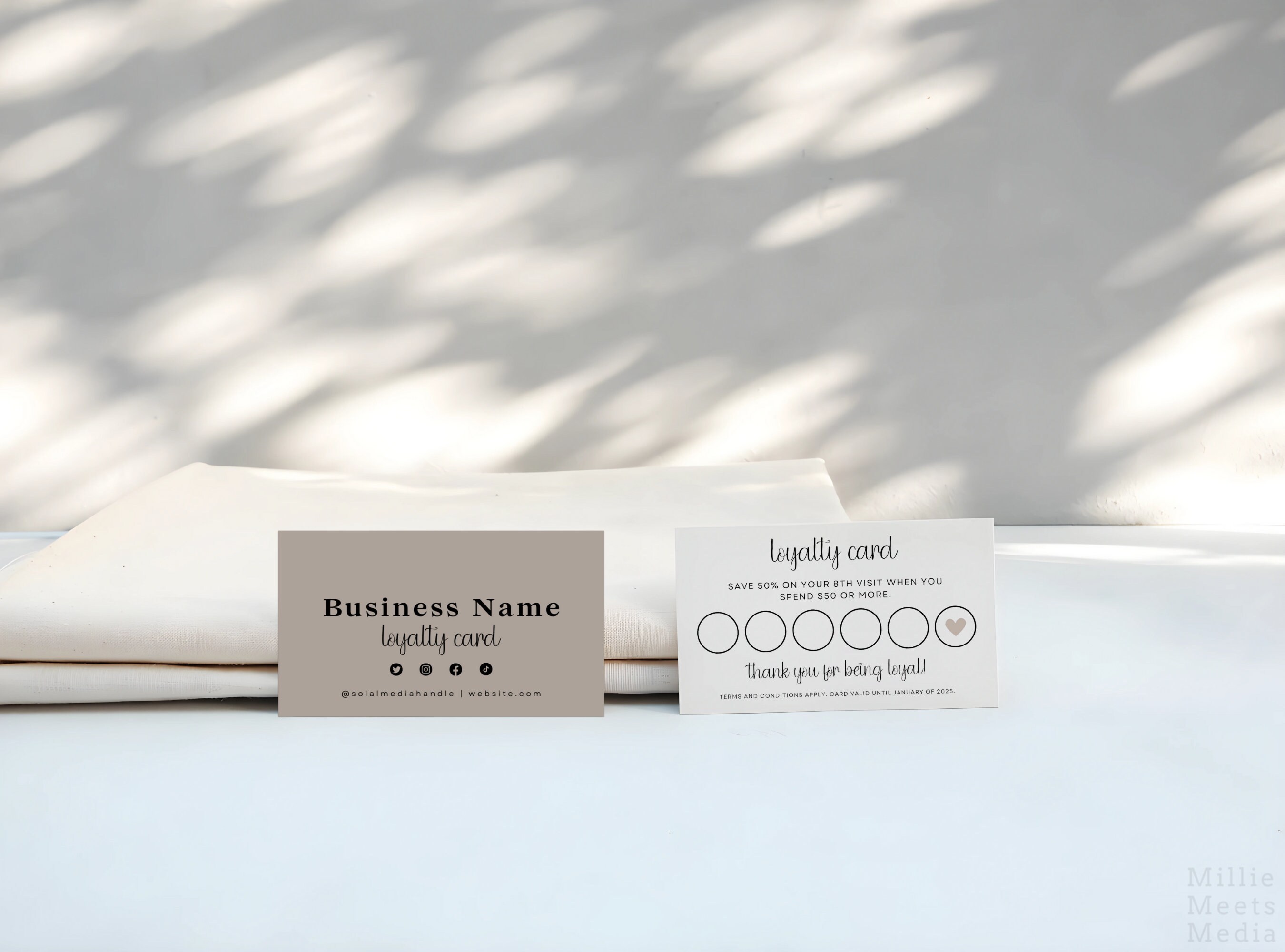 Boho Loyalty Card Canva Template, Editable Customer Reward Card, Hair ...