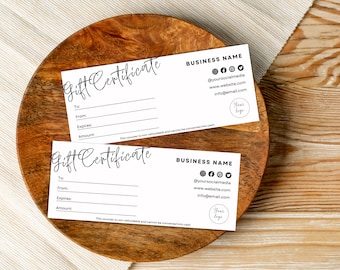 Boho Gift Certificate Template, Editable Gift Coupon, Add Logo Printable Gift Certificate In White, Edit In Canva Gift Voucher
