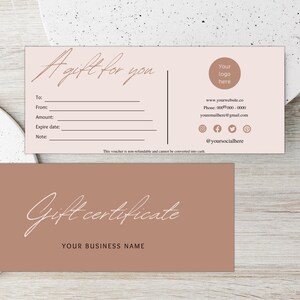 Editable Gift Certificate Template Modern Printable Gift Certificate Canva Template Instant Download Gift Certificate Card