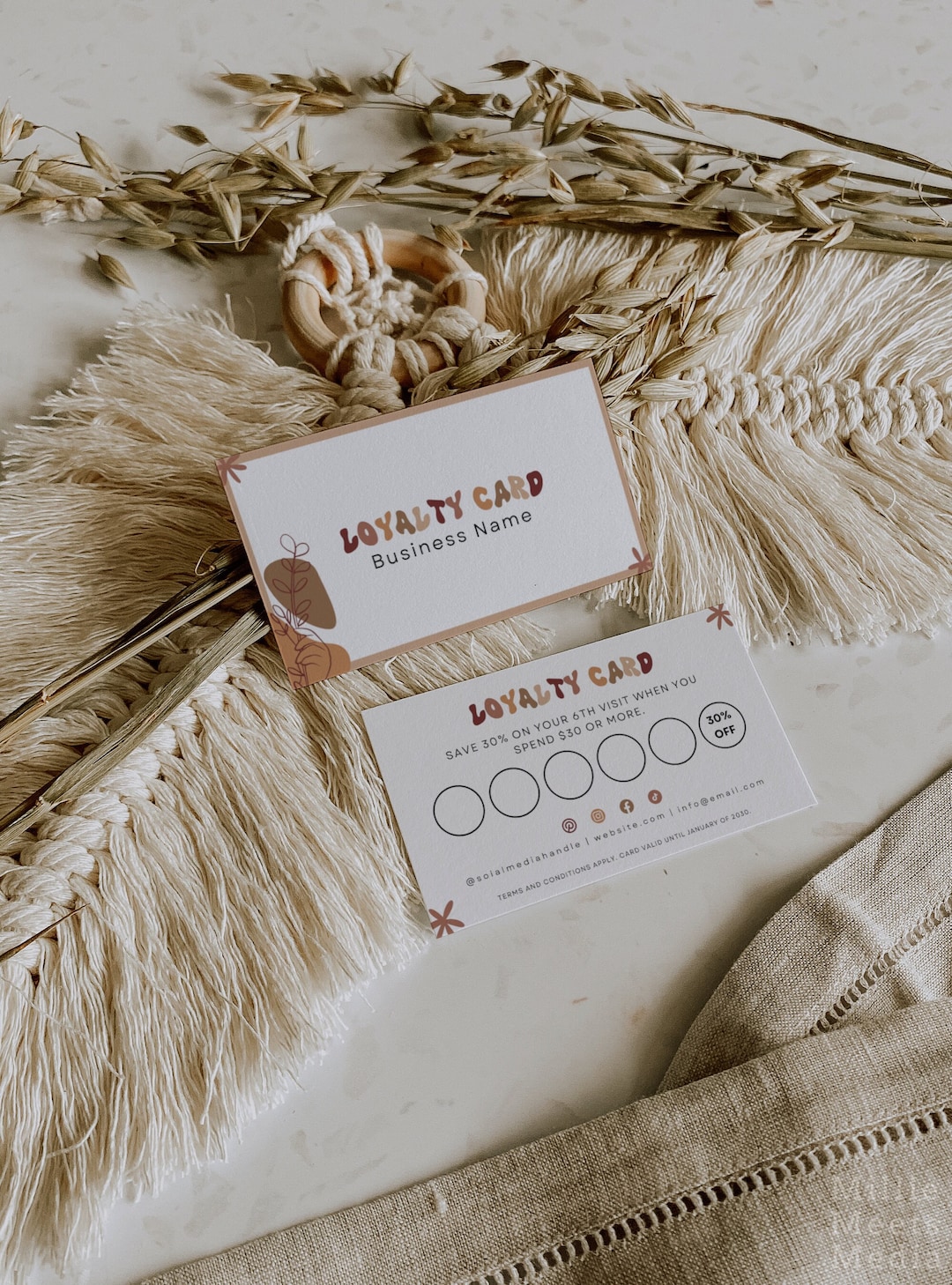 Retro Loyalty Card Canva Template | Editable Customer Reward Card ...