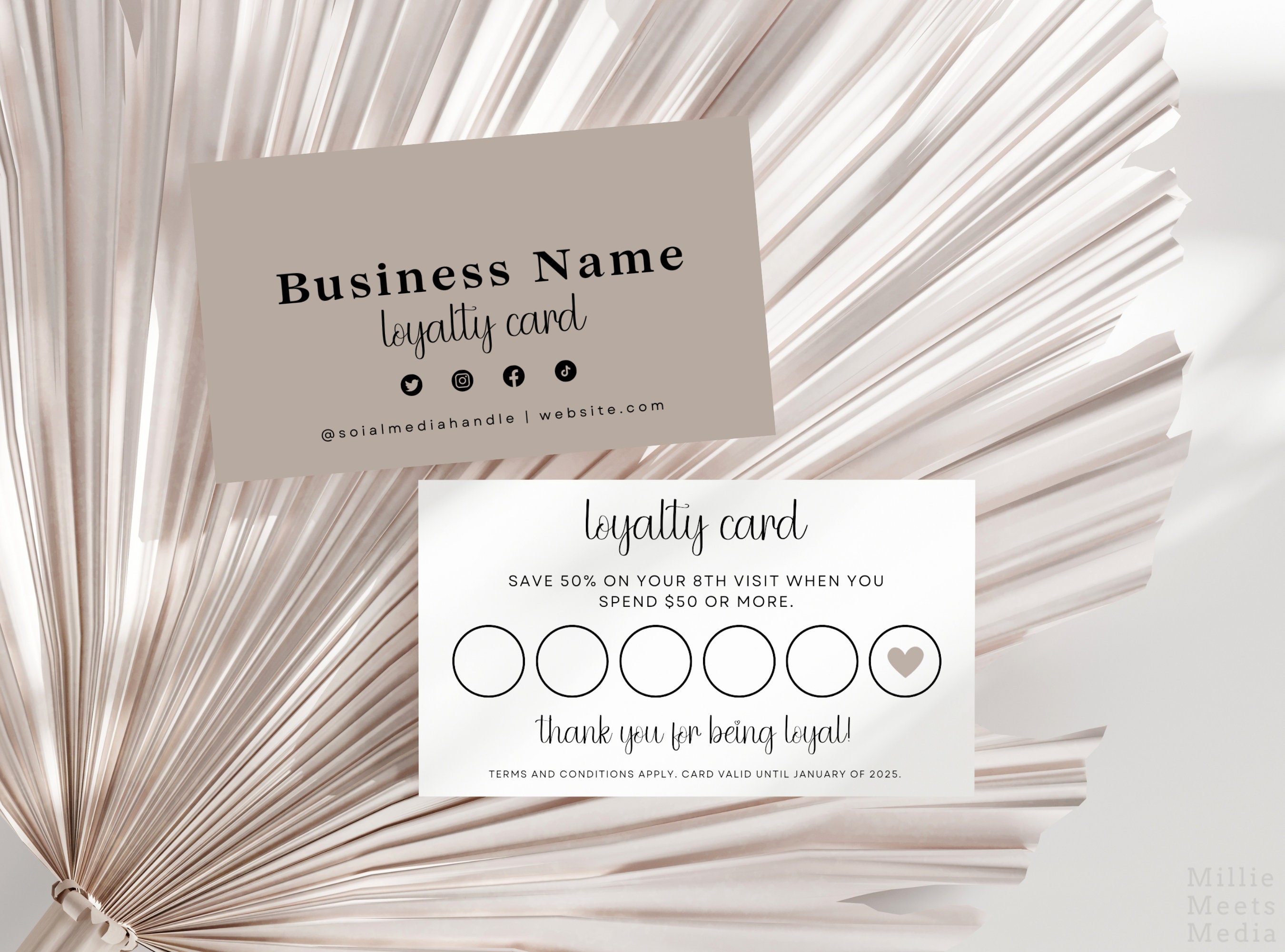 Boho Loyalty Card Canva Template, Editable Customer Reward Card, Hair ...