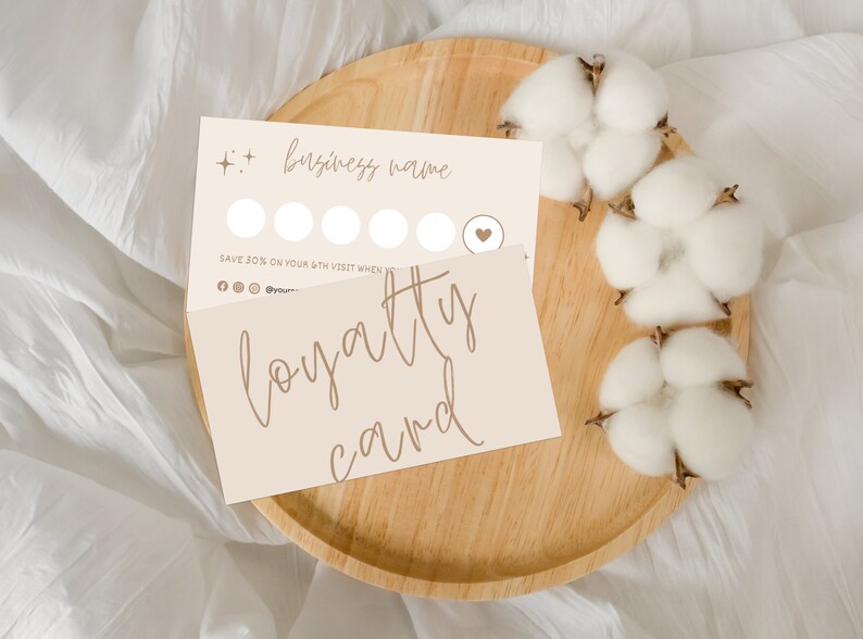 Boho Loyalty Card Template Editable Customer Reward Card Canva Template ...