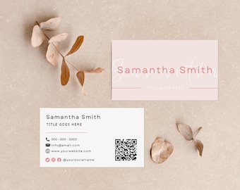 Unique Business Card Template, Modern Business Card Editable Template, Business Card Design In Pink And White, Simple Business Card