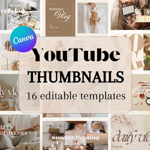 YouTube Thumbnail Templates | Fully Editable YouTube Branding Kit | Boho Customizable YouTube Thumbnails | YouTube Bundle | YouTube Branding