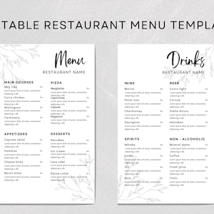 Plantilla de menú de restaurante moderno/Plantilla de menú horizontal/Plantilla de menú editable Lista de precios/Menú minimalista/Signo de bienvenida del restaurante