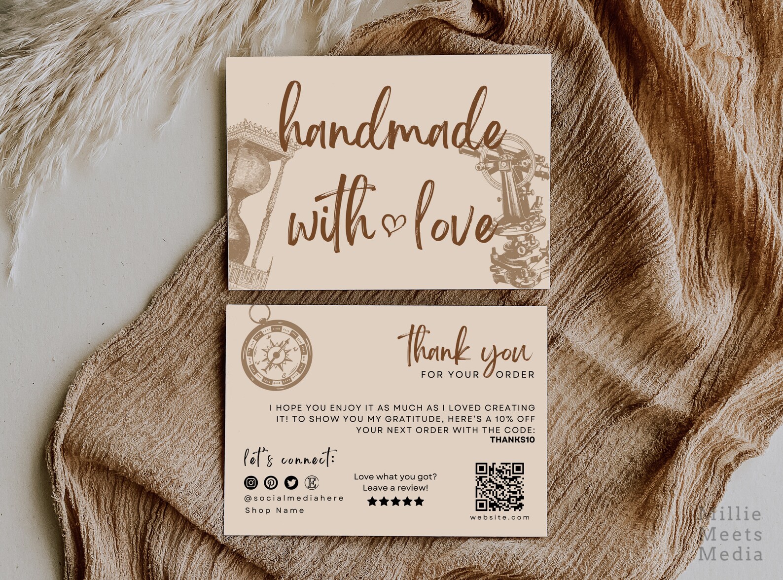 Editable Luxury Thank You Card Template/minimal Business Thank You Card ...