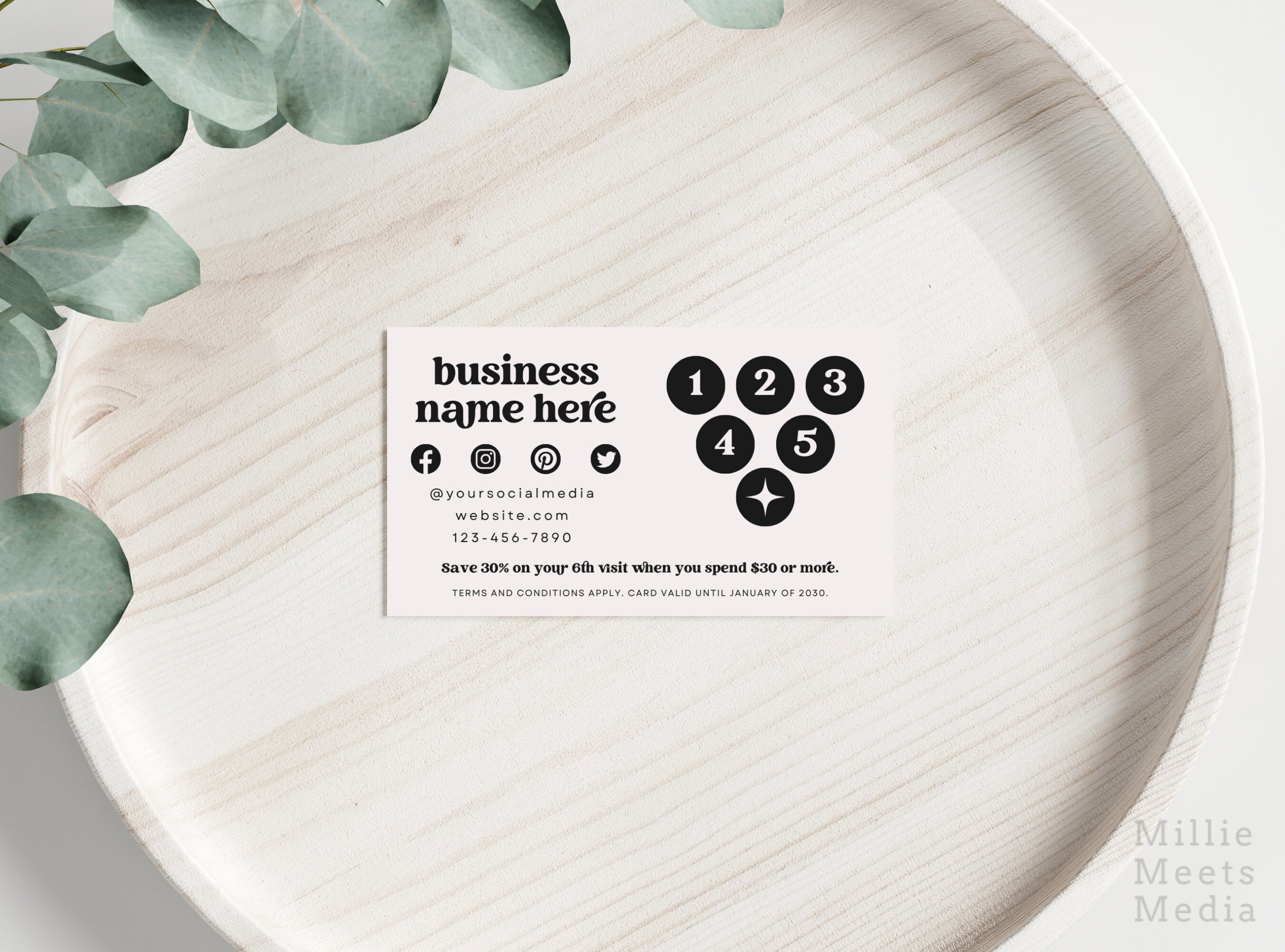Boho Loyalty Card Template, Editable Customer Loyalty Reward Card Canva ...