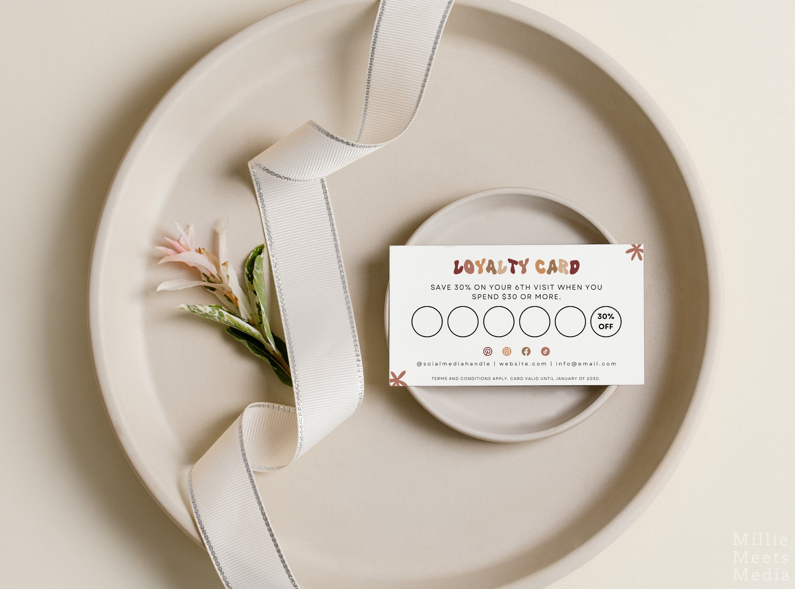Retro Loyalty Card Canva Template | Editable Customer Reward Card ...