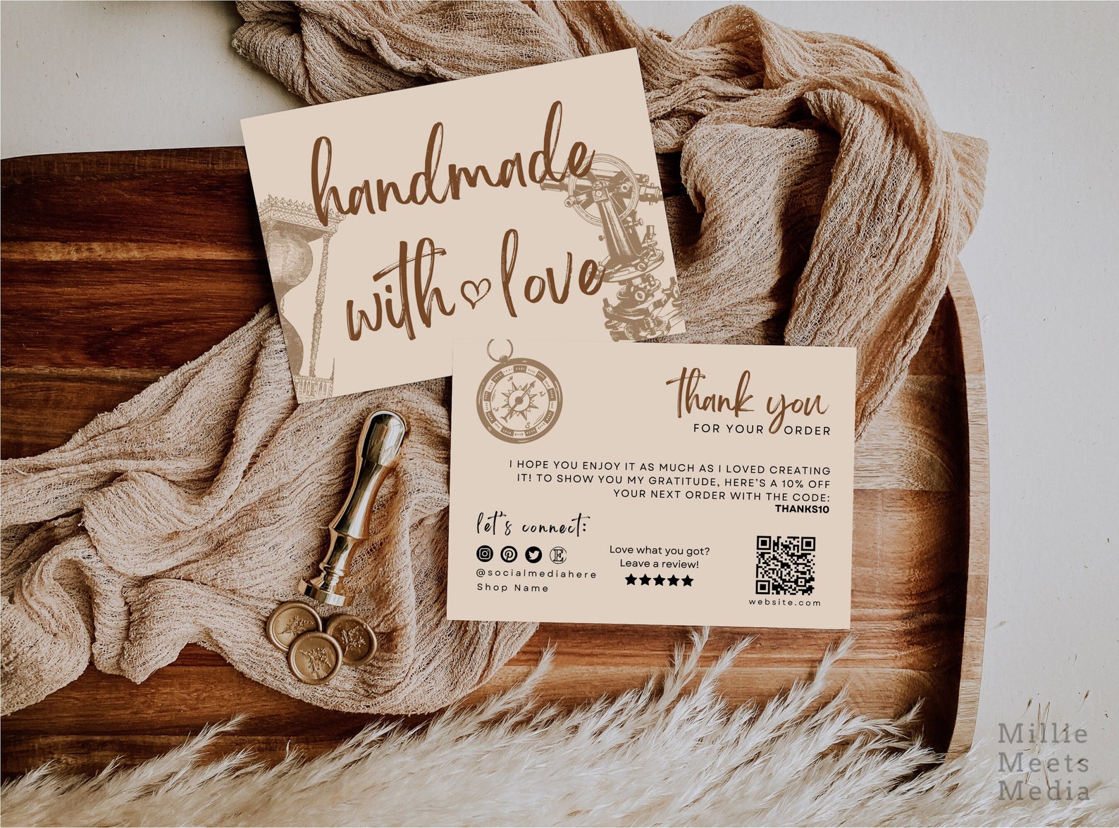 Editable Luxury Thank You Card Template/minimal Business Thank You Card ...