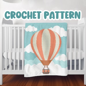 Crochet Hot Air Balloon Graphgan Pattern, Whimsical Corner to Corner Blanket Pattern, Baby Nursery Tapestry Afghan, C2C Baby Blanket Pattern