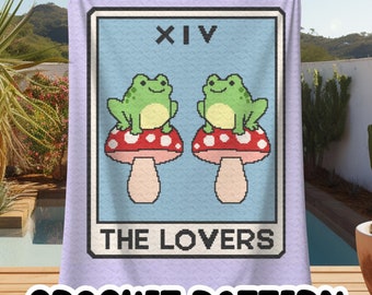 Crochet Graphgan Pattern, The Lovers Frog Tarot Card Corner to Corner Blanket Pattern, Halloween Witchy C2C Crochet Tapestry, Mystical Toad