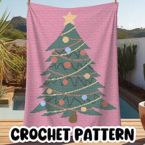 Crochet Graphgan Pattern, Christmas Corner to Corner Crochet Blanket Pattern, Cute Xmas Tree Pattern, Winter Holiday Tapestry Blanket