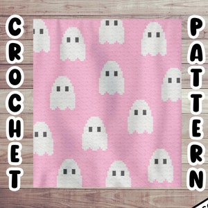 Crochet graphgan pattern / halloween crochet blanket pattern / cute ghost crochet blanket pattern / pink blanket / fall blanket pattern