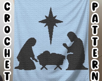 Crochet Graphgan Pattern, Christmas Corner to Corner Crochet Blanket Pattern, Cute Xmas Nativity Pattern, Winter Holidays Tapestry Blanket