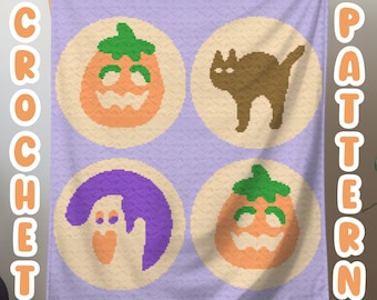 Crochet Halloween Graphgan Pattern, Cookies Corner to Corner Afghan Blanket Pattern, Fall Spooky Holiday C2C Crochet Tapestry Throw Pattern