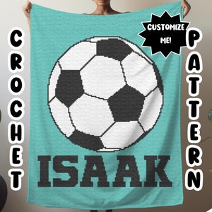 Custom Crochet Graphgan Pattern, Personalized Soccer Corner to Corner Afghan Blanket Pattern, Football Sports Lover C2C Crochet Tapestry