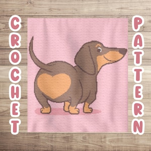 Crochet Dachshund Graphgan Pattern, Dog Corner to Corner Blanket Pattern, Cute Animal Tapestry Afghan, Pet Puppy C2C Baby Blanket Pattern