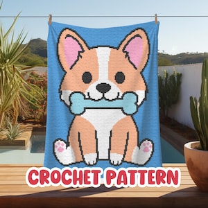 Crochet Corgi Graphgan Pattern, Dog Corner to Corner Blanket Pattern, Cute Animal Tapestry Afghan, Pet Puppy C2C Baby Blanket Pattern