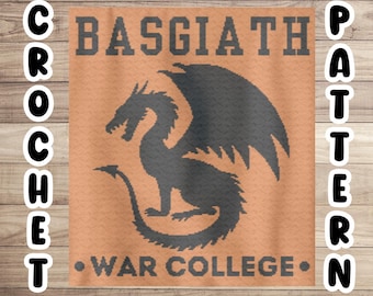 Crochet Graphgan Pattern, Fantasy Reader Corner to Corner Blanket, Basgiath War College C2C Crochet Tapestry Pattern, Fourth Wing Dragon