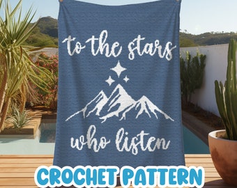 Crochet Graphgan Pattern, Reader Corner to Corner Afghan Blanket Pattern, To The Stars Who Listen C2C Crochet Tapestry Pattern, ACOTAR