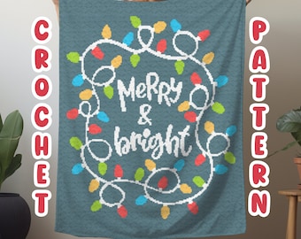Crochet Graphgan Pattern, Christmas Lights Corner to Corner Crochet Blanket Pattern, Merry and Bright, Winter Holidays Tapestry Blanket