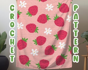 Crochet Graphgan Pattern, Strawberry Corner to Corner Crochet Blanket Pattern, Fruit Crochet, Cute Summer Tapestry Crochet Blanket Pattern
