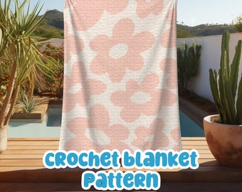 Flower Graphgan Pattern Crochet Floral Graphgan Pattern, Pretty Pink Flower Corner to Corner ...
