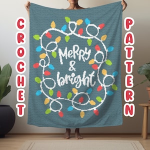 Crochet Graphgan Pattern, Christmas Lights Corner to Corner Crochet Blanket Pattern, Merry and Bright, Winter Holidays Tapestry Blanket