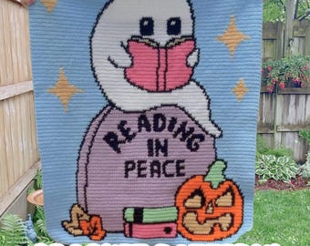Crochet Halloween Ghost Graphgan Pattern, Corner to Corner Afghan Blanket Pattern, Fall Spooky Holiday C2C Crochet Tapestry Throw Pattern