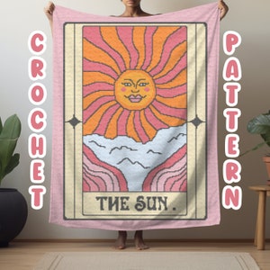 Crochet Graphgan Pattern, The Sun Tarot Card Corner to Corner Blanket Pattern, Halloween Witchy C2C Crochet Tapestry, Mystical Celestial